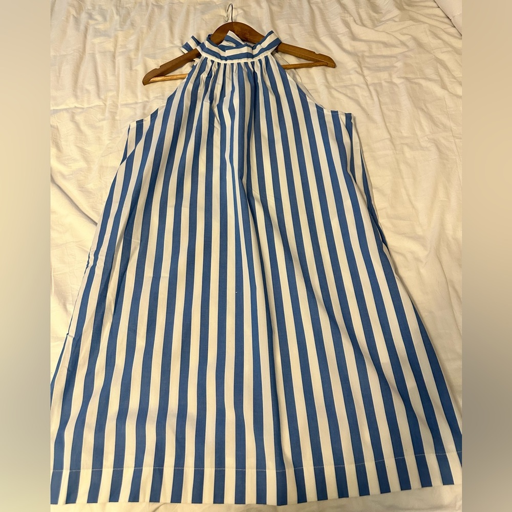 J Crew Factory Blue & White Striped Dress